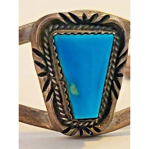 Navajo Bobby Apachito Turquoise Sterling Cuff Vintage circa mid 70s    (NAB 1025 - Picture 3 of 11